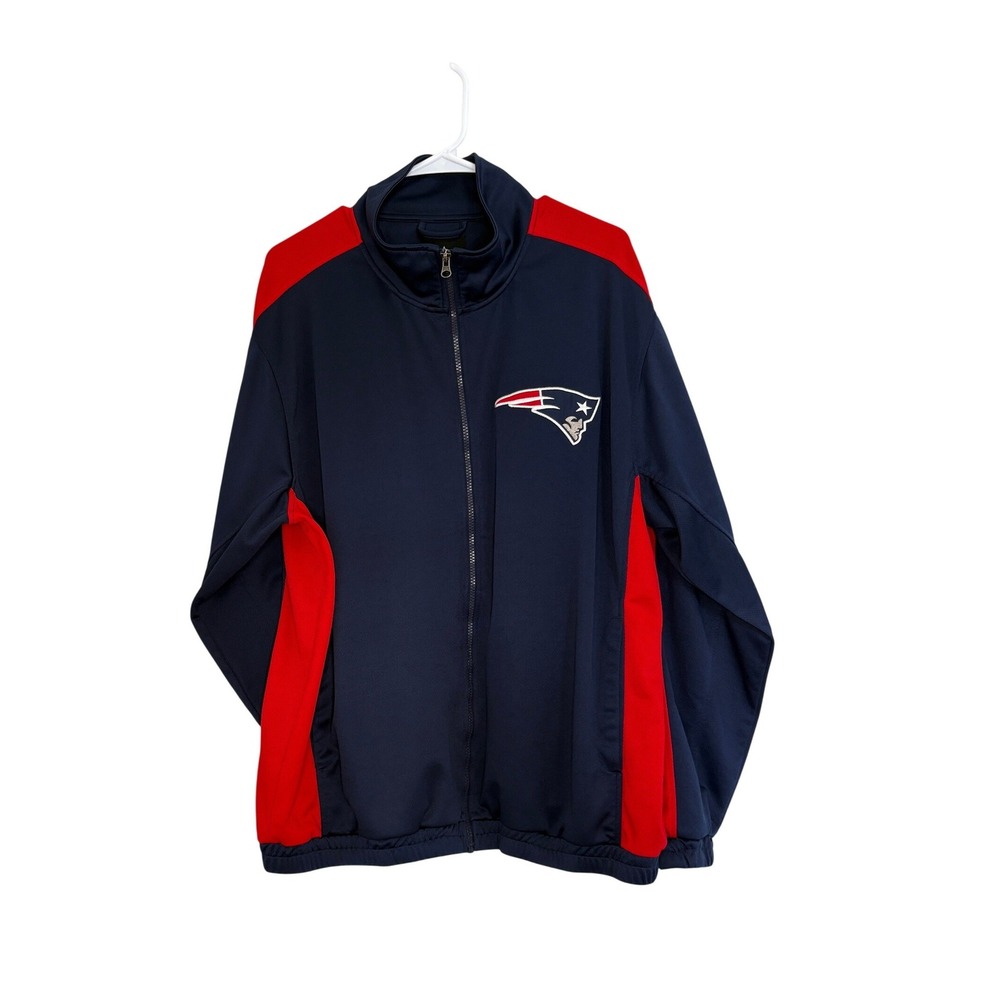 NFL New England Patriots Full Zip Track Jacket Navy Red Mens XL Football Logo
